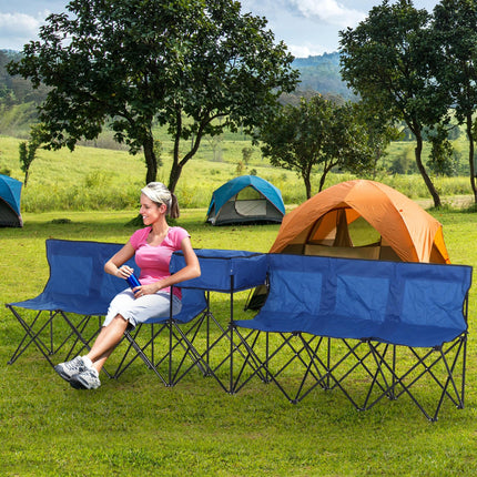 6 Seat Folding Sports Bench Portable Sports Team Bench Spectator Chair with Cool