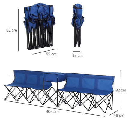6 Seat Folding Sports Bench Portable Sports Team Bench Spectator Chair with Cool