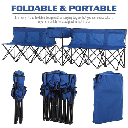 6 Seat Folding Sports Bench Portable Sports Team Bench Spectator Chair with Cool