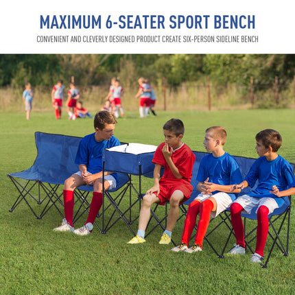6 Seat Folding Sports Bench Portable Sports Team Bench Spectator Chair with Cool
