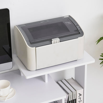 Compact Small Computer PC Desk with Sliding Keyboard Tray, Storage Drawer & Shelf - White
