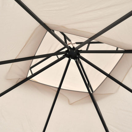 3 x 3 Metre Metal Frame Garden Gazebo with Mesh Sides - Beige