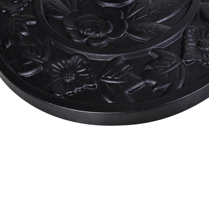 9kg Half Round Resin Parasol Base with Floral Design for Φ3.8cm & Φ4.8cm Umbrella Rod - Black