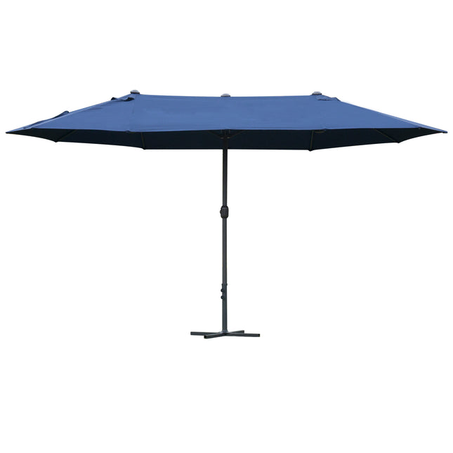 4.6m Double Canopy Garden Parasol with UV Protection - Blue