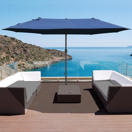 4.6m Double Canopy Garden Parasol with UV Protection - Blue