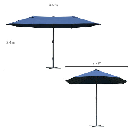 4.6m Double Canopy Garden Parasol with UV Protection - Blue