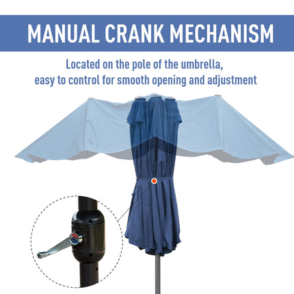 4.6m Double Canopy Garden Parasol with UV Protection - Blue