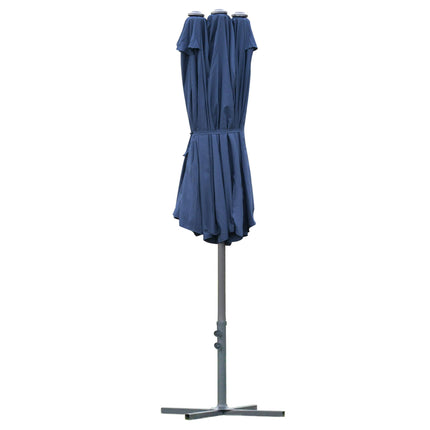 4.6m Double Canopy Garden Parasol with UV Protection - Blue