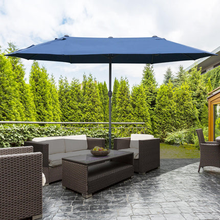 4.6m Double Canopy Garden Parasol with UV Protection - Blue