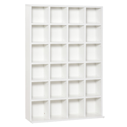 480 CD 312 DVD Storage Shelf Rack with 4 Adjustable Shelves Wooden Bookcase Display Unit - White