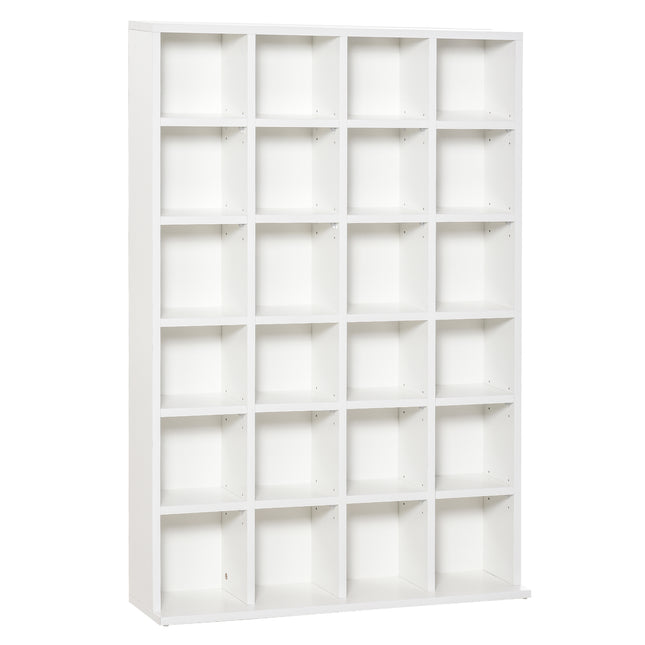 480 CD 312 DVD Storage Shelf Rack with 4 Adjustable Shelves Wooden Bookcase Display Unit - White