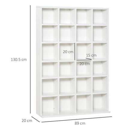 480 CD 312 DVD Storage Shelf Rack with 4 Adjustable Shelves Wooden Bookcase Display Unit - White