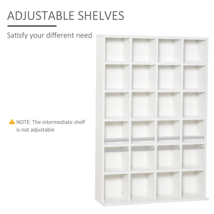 480 CD 312 DVD Storage Shelf Rack with 4 Adjustable Shelves Wooden Bookcase Display Unit - White