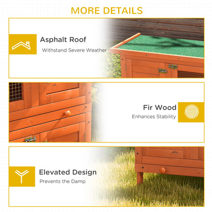 Wooden 2-Tier Rabbit Hutch with Slide-Out Tray and Hinged Roof for Indoor Use - Vintage Yellow Green