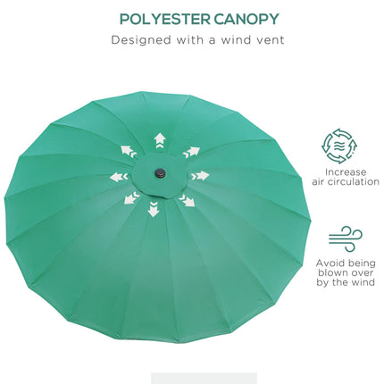 255cm Outdoor Patio Parasol with Push Button Tilt & Fibreglass Ribs - Green