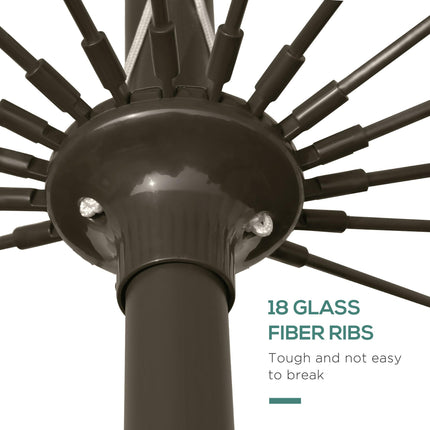255cm Outdoor Patio Parasol with Push Button Tilt & Fibreglass Ribs - Green