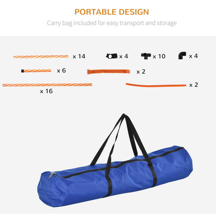 Pet Dog Agility Training Set with Adjustable Jump, Hurdle Bar, Pause Box & Carry Bag - Orange White