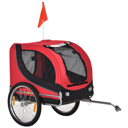 Folding Dog Bike Trailer with Removable Cover and Jogger Function - Red