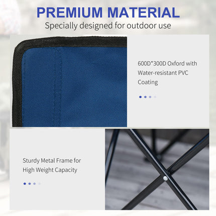 6 Seater Folding Sports Bench with Removable Cup Holders - Blue
