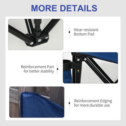 6 Seater Folding Sports Bench with Removable Cup Holders - Blue