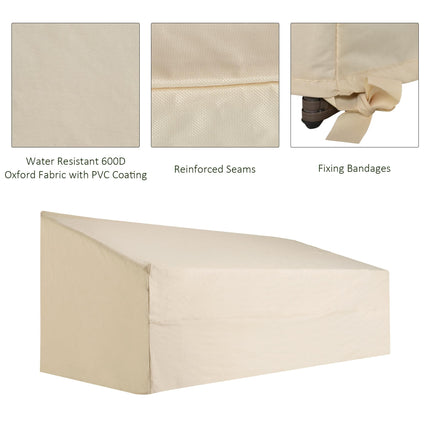 3 Seat Waterproof Oxford Cloth Sofa Cover with Fixing Bands - Beige
