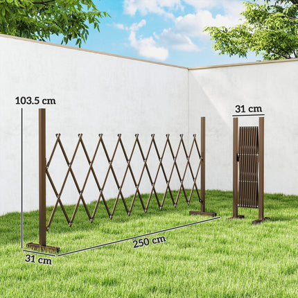 Expanding Trellis Fence, Freestanding Movable Fence, Foldable Garden Screen Panel, 250 x 103.5 cm, Dark Brown