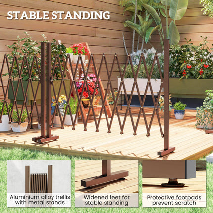 Expanding Trellis Fence, Freestanding Movable Fence, Foldable Garden Screen Panel, 250 x 103.5 cm, Dark Brown