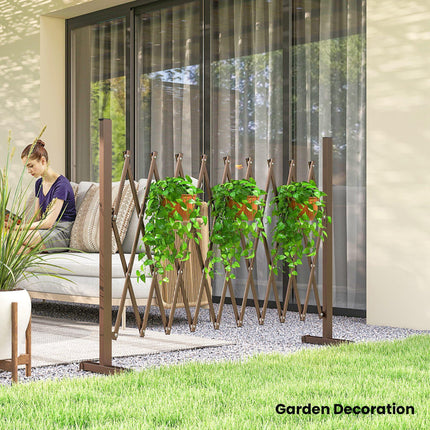 Expanding Trellis Fence, Freestanding Movable Fence, Foldable Garden Screen Panel, 250 x 103.5 cm, Dark Brown