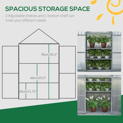 3 Tier Polycarbonate Cold Frame Greenhouse with Adjustable Shelves - Grey