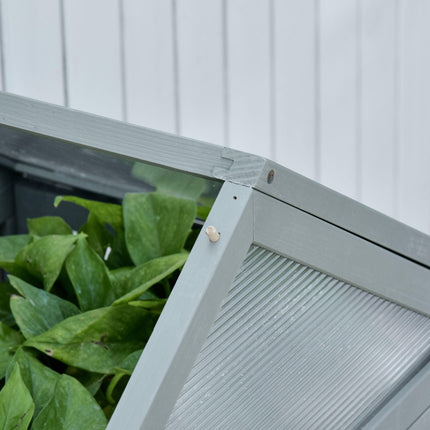 3 Tier Polycarbonate Cold Frame Greenhouse with Adjustable Shelves - Grey