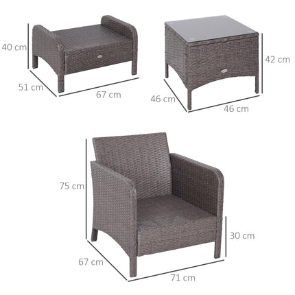 5 Piece Rattan Garden Furniture Set With Cushions - Dark Grey