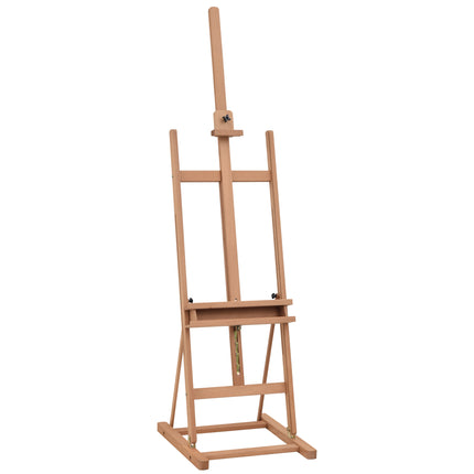 H-Frame Adjustable Wooden Studio Easel with Canvas Holder and Pencil Case - Natural Wood