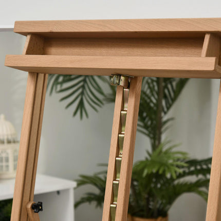 H-Frame Adjustable Wooden Studio Easel with Canvas Holder and Pencil Case - Natural Wood