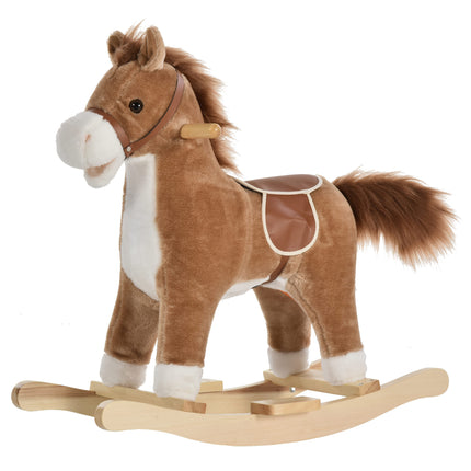 Kids Classic Rocking Horse, with Moving Mouth, Neighing Sounds, Brown