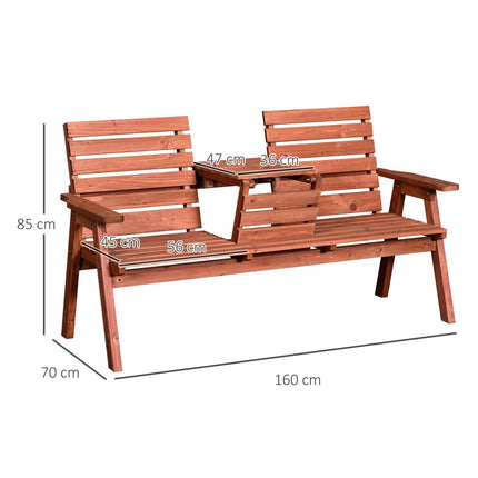 3 Seater Convertible Garden Bench with Middle Table Fir Wood - Natural