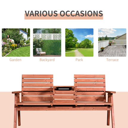 3 Seater Convertible Garden Bench with Middle Table Fir Wood - Natural