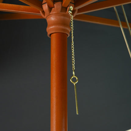 3x3m Wood Square Patio Umbrella with Pulley Pagoda Style Canopy - Dark Grey