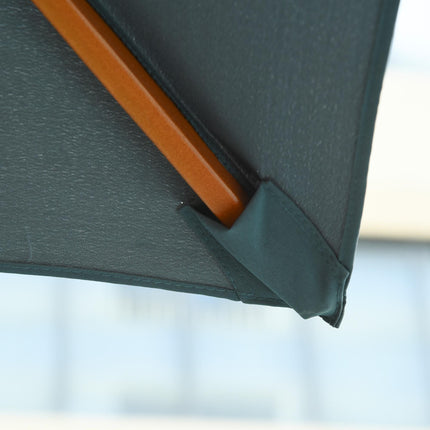 3x3m Wood Square Patio Umbrella with Pulley Pagoda Style Canopy - Dark Grey