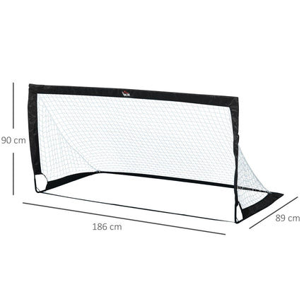 Steel Frame Weather Resistant Football Goal 186x90x89 cm - Black