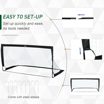 Steel Frame Weather Resistant Football Goal 186x90x89 cm - Black