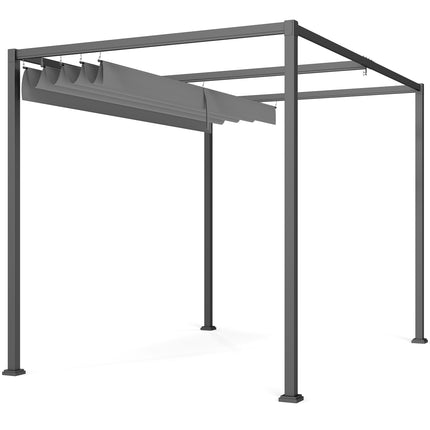 3 x 2m Metal Outdoor Pergola with Retractable Roof and Drainage Holes - Grey