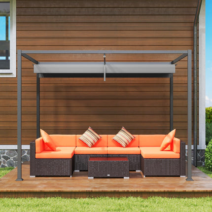 3 x 2m Metal Outdoor Pergola with Retractable Roof and Drainage Holes - Grey