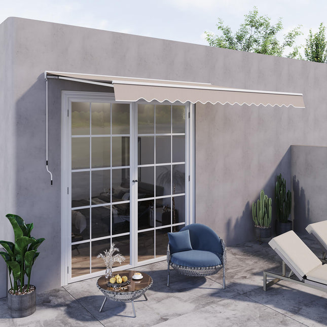 Electric Retractable Awning Set with UV Protection 3.5m x 2.5m - Cream White