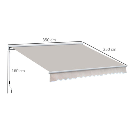 Electric Retractable Awning Set with UV Protection 3.5m x 2.5m - Cream White