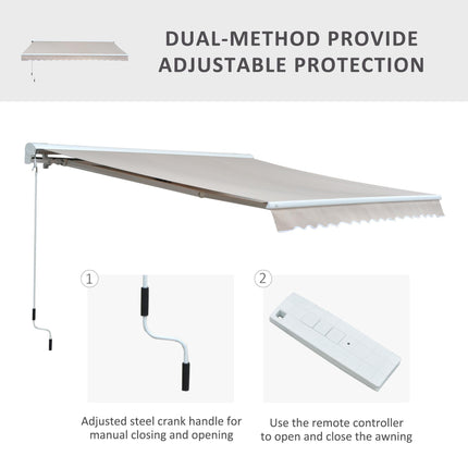 Electric Retractable Awning Set with UV Protection 3.5m x 2.5m - Cream White