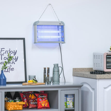 20W Electric Fly Mosquito Killer Bug Zapper Free Standing & Wall Hanging - Grey