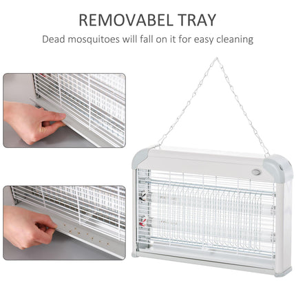 20W Electric Fly Mosquito Killer Bug Zapper Free Standing & Wall Hanging - Grey
