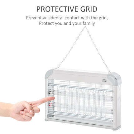 20W Electric Fly Mosquito Killer Bug Zapper Free Standing & Wall Hanging - Grey
