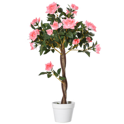 90cm Artificial Rose Tree with 21 Pink Flowers - Pink