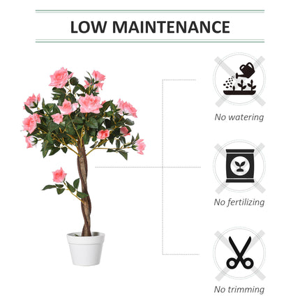 90cm Artificial Rose Tree with 21 Pink Flowers - Pink
